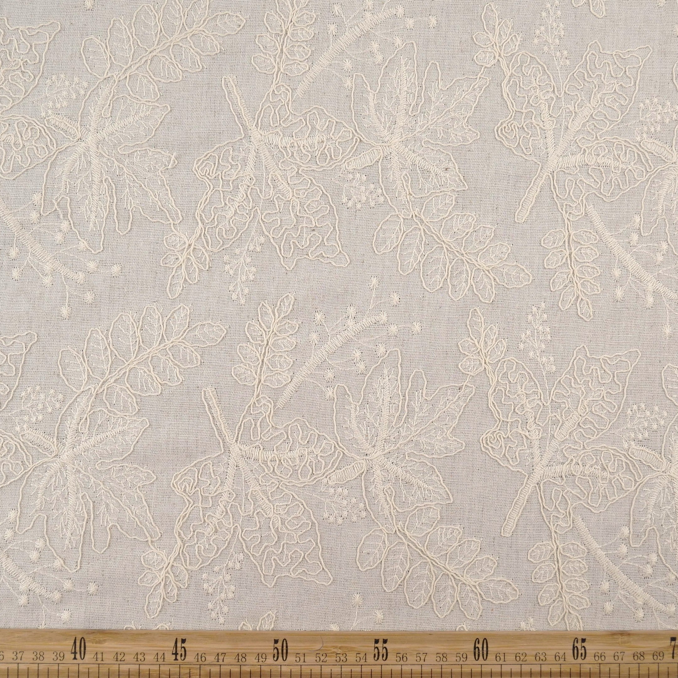 HILOS RUSTICO BORDADOS BLANCO PAPIRO CON HOJAS