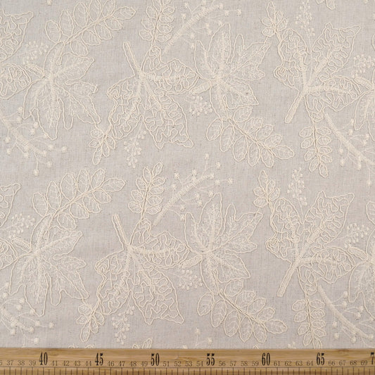 HILOS RUSTICO BORDADOS BLANCO PAPIRO CON HOJAS