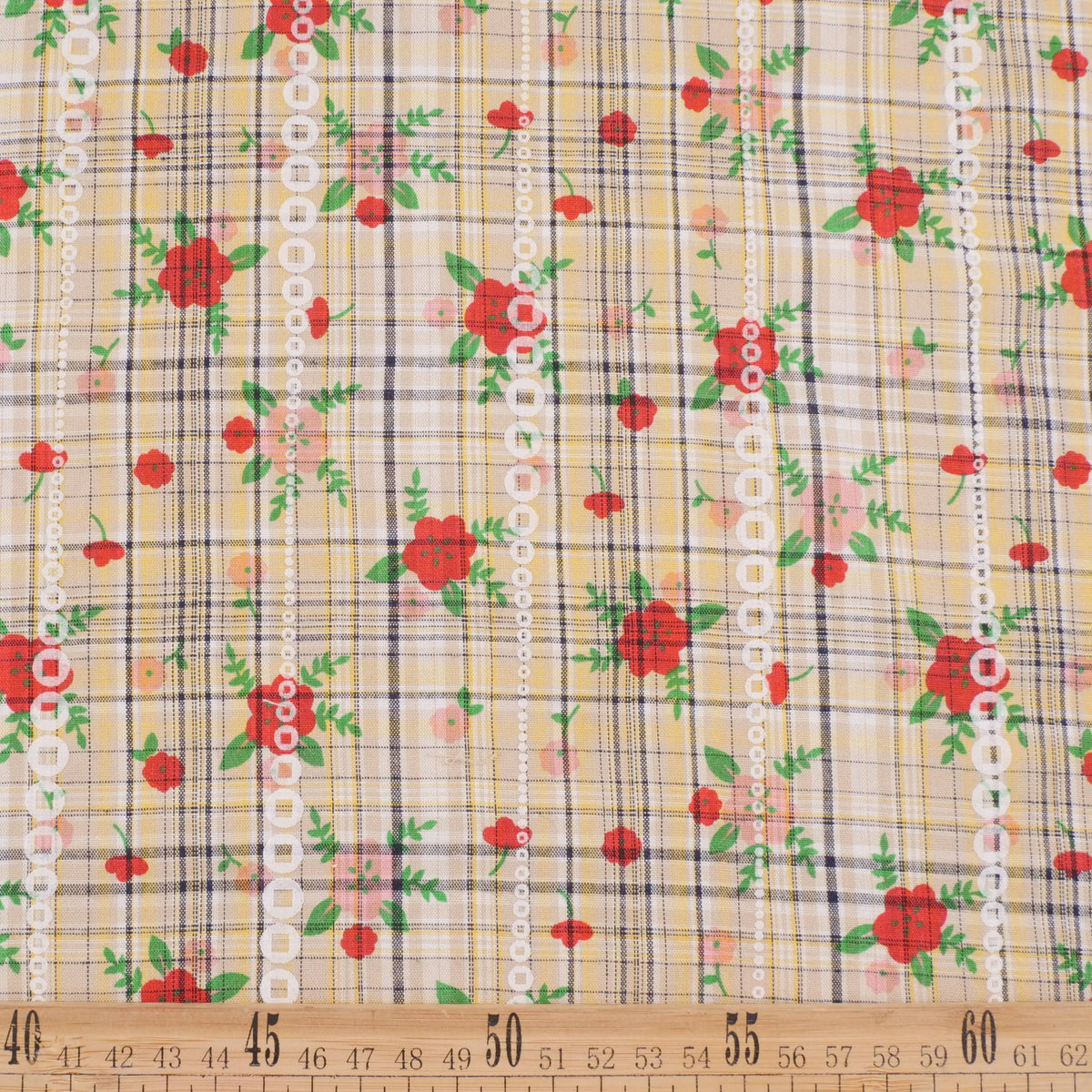 POPLIN CELINA AMARILLO CERA FLORAL ROJO