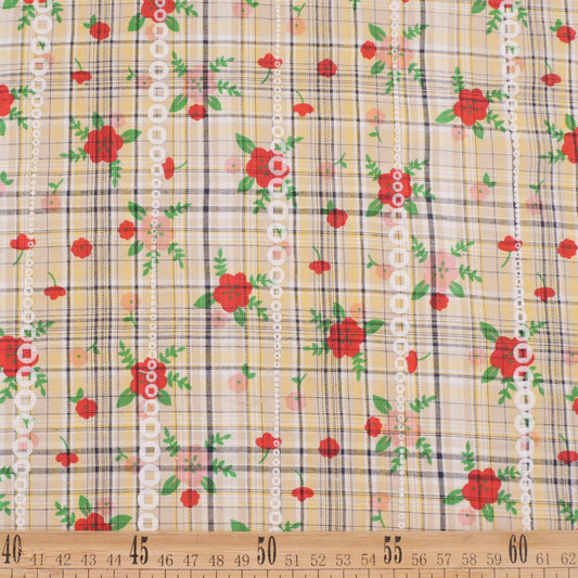 POPLIN CELINA AMARILLO CERA FLORAL ROJO