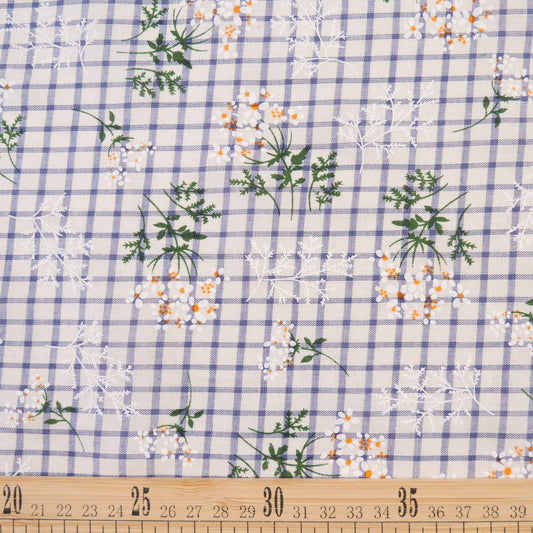 POPLIN CELINA AZUL PLACID CON FLORES EN RAMA