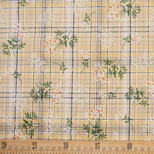 POPLIN CELINA AMARILLO CERA CON FLORES EN RAMA