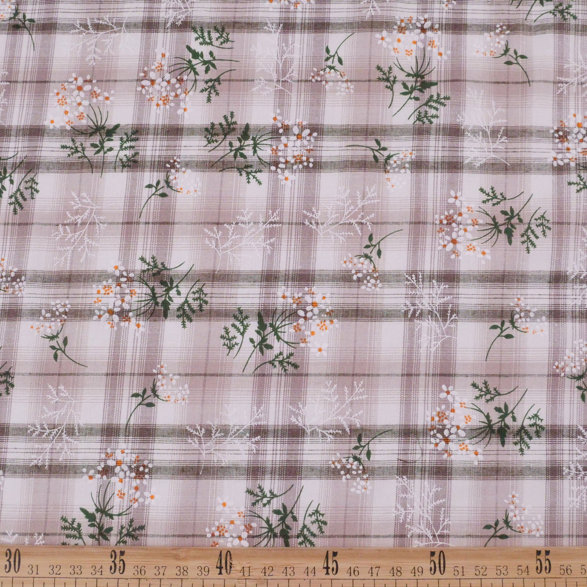 POPLIN CELINA GRIS PLATA FILIGREE CON FLORES EN RAMA