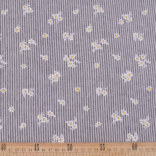 POPLIN CELINA NEGRO METEORITO FLORES BLANCAS