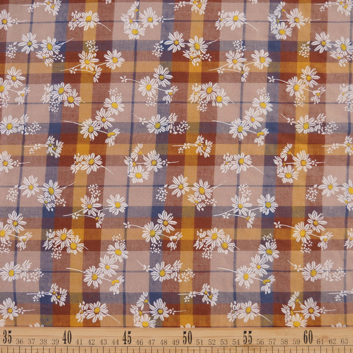 POPLIN CELINA MARRON ABEDUL CON FLORES EN RAMA