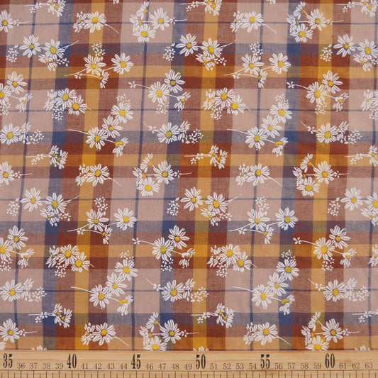 POPLIN CELINA MARRON ABEDUL CON FLORES EN RAMA