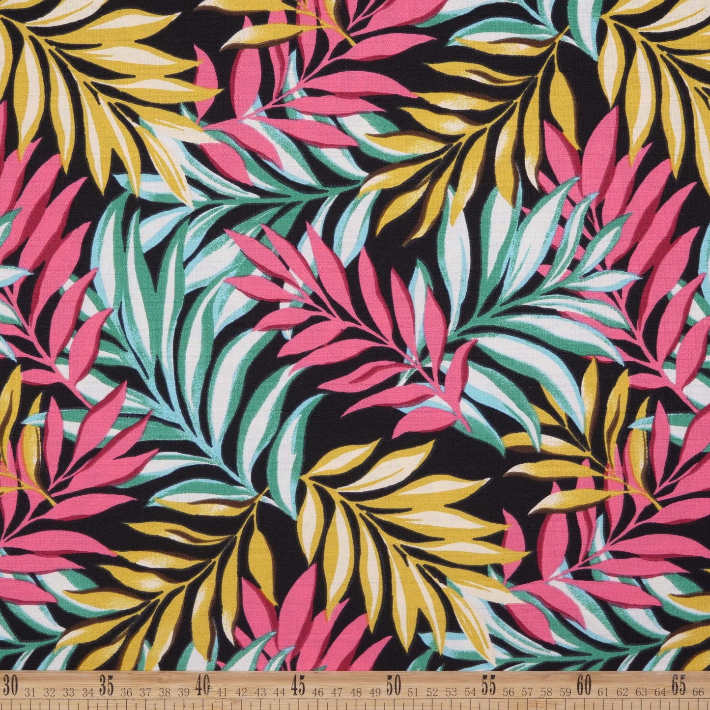 FIBRANA LINO ESTAMPADO NEGRO METEORITO HOJAS COLORIDAS