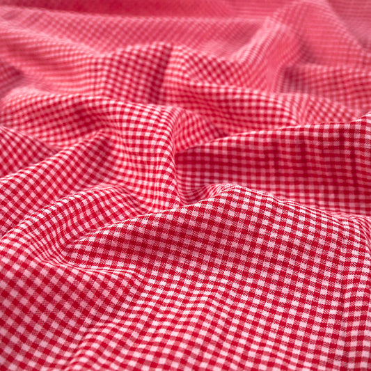 POPLIN CUADRILLE ROJO MARTE CUADROS CHICOS