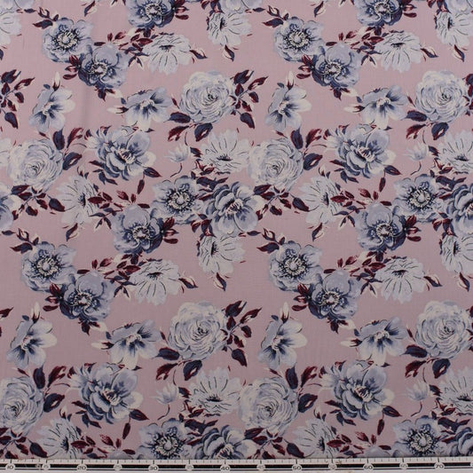 FIBRANA CREPE ESTAMPADA LILA LUPINE FLORAL MORADO Y AZUL