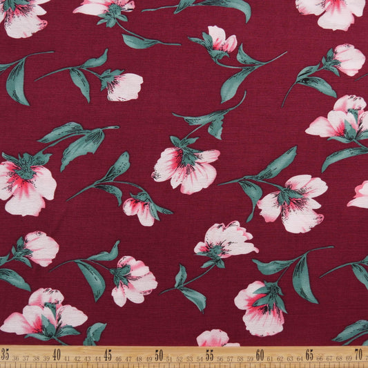FIBRANA CREPE ESTAMPADA BORDO PUERTO TAWNY FLORAL ROSA