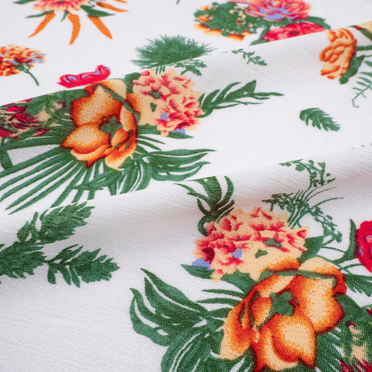 FIBRANA CREPE ESTAMPADA BLANCO BRILLANTE PRIMAVERA FLORAL