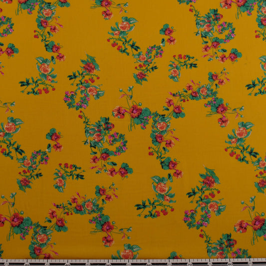 FIBRANA CREPE ESTAMPADA AMARILLO AZUFRE FLORAL