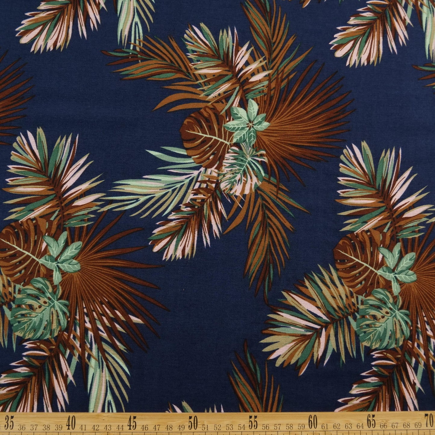 FIBRANA CREPE ESTAMPADA AZUL ECLIPSE TOTAL HOJAS DE PALMERAS