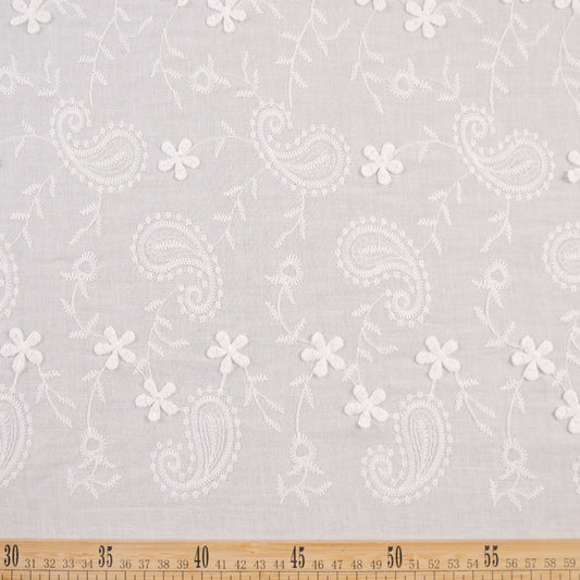 BRODERIE ROMA BLANCO BRILLANTE CON FLORES PEQUEÑAS 3D