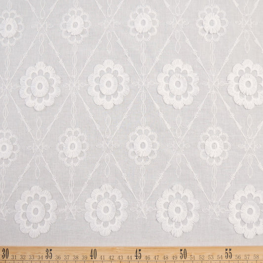 BRODERIE ROMA BLANCO BRILLANTE GEOMETRICO CON FLORES