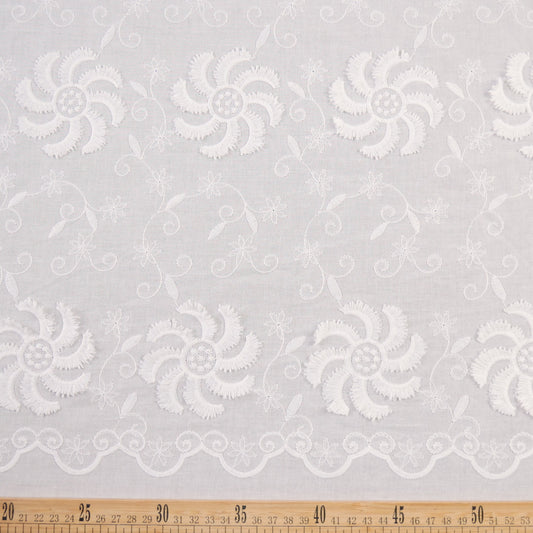 BRODERIE ROMA BLANCO BRILLANTE CON FLORES GIRATORIAS