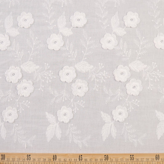 BRODERIE ROMA BLANCO BRILLANTE CON FLORES 3D