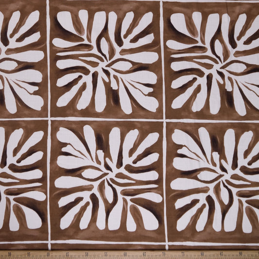 POPELINA RANY ESTAMPADO MARRON CARIBOU FLORAL BOTANICO