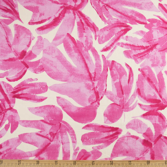 POPELINA RANY ESTAMPADO ROSA FANDANGO CON HOJAS ROSADAS