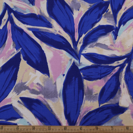 POPELINA RANY ESTAMPADO AZUL SURF BOTANICO ABSTRACTO