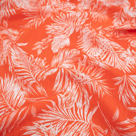 POPELINA RANY ESTAMPADO NARANJA FLAMA HOJAS