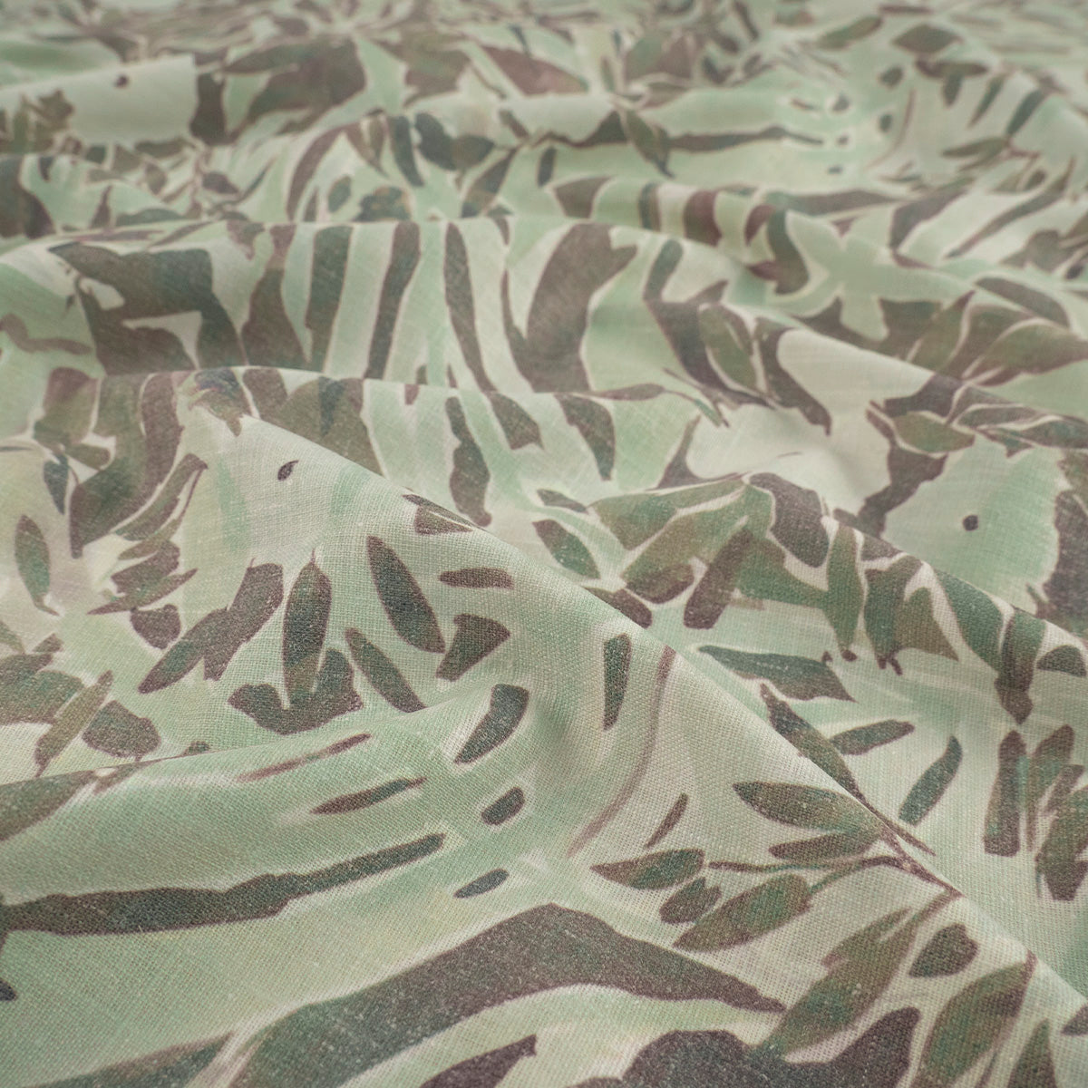 LINO CAIRO ESTAMPADO VERDE SECO HOJA Y FLORES