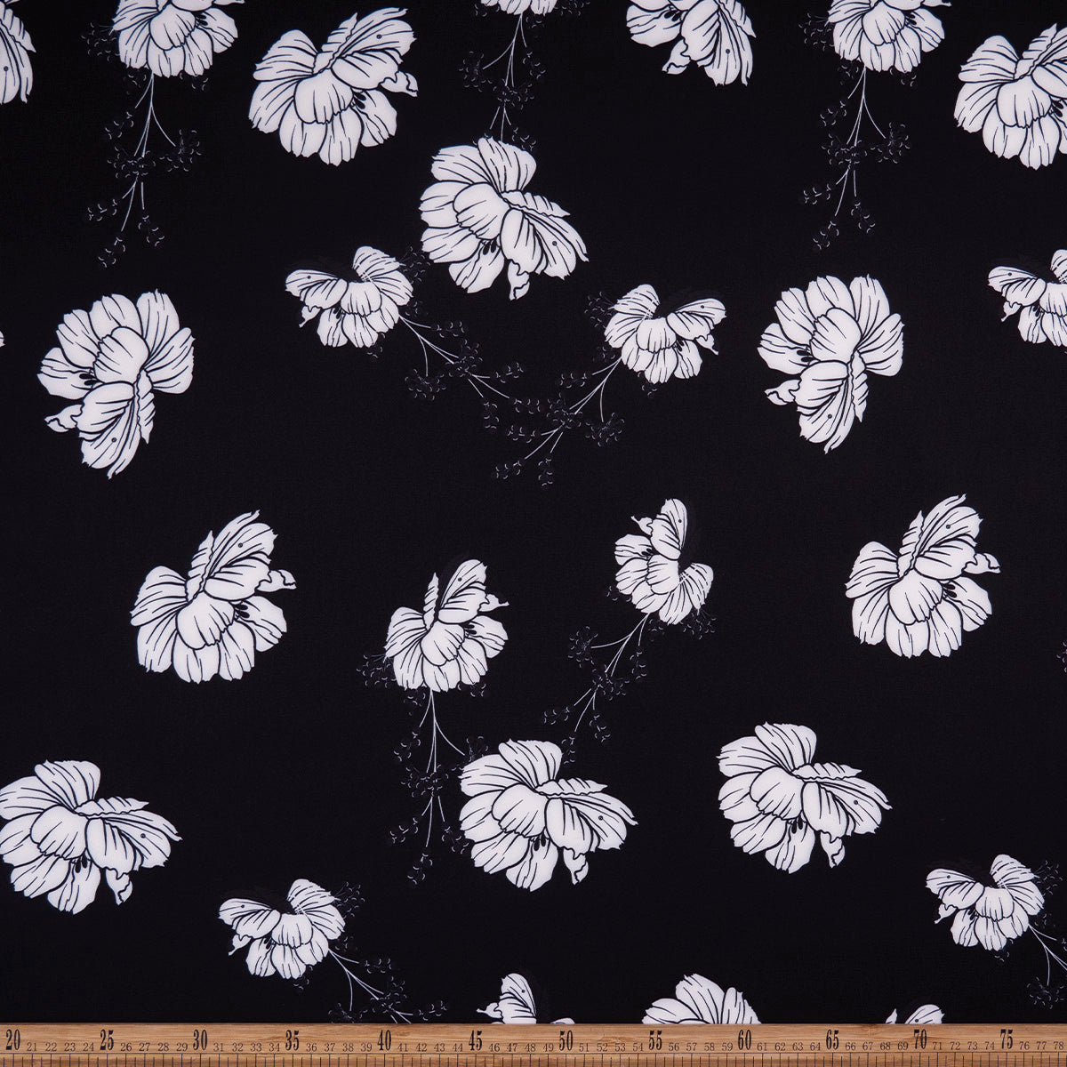 TWILL STRETCH LIGHT ESTAMPADO NEGRO METEORITO FLORAL