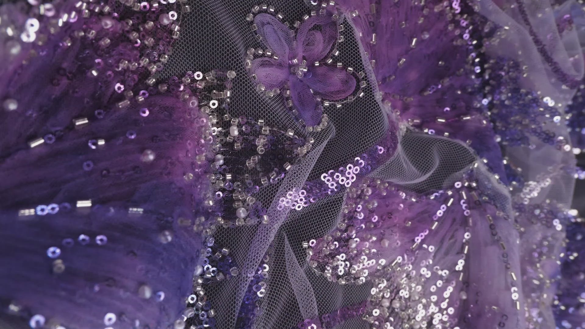 TUL PRADA LILA LAVANDA FLORAL DEGRADE
